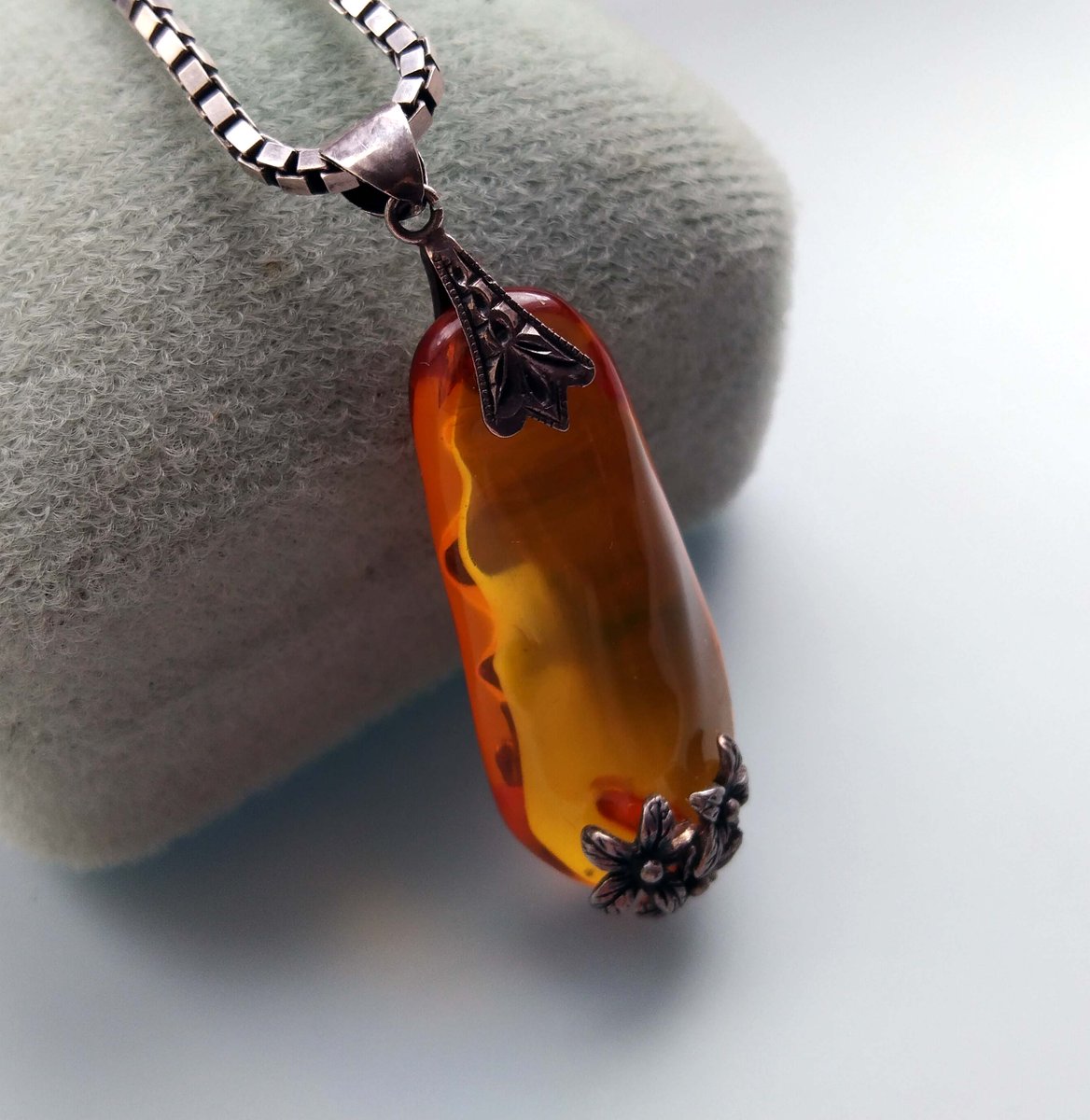 Cognac Baltic Amber Long Drop Pendant: Handmade Sterling Silver Jewelry etsy.me/4ntkfnD через <a href="/Etsy/">Etsy</a>