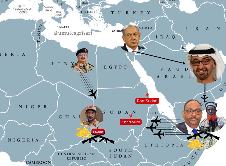 According to @Afrimeosint, in October 2025 he documented nearly 68 suspicious cargo flights arriving in eastern Libya 🇱🇾 from the UAE 🇦🇪 and Bosaso Airport in Puntland 🇸🇴.

Each of these flights reportedly transported weapons air defence system and drones to RSF forces, while