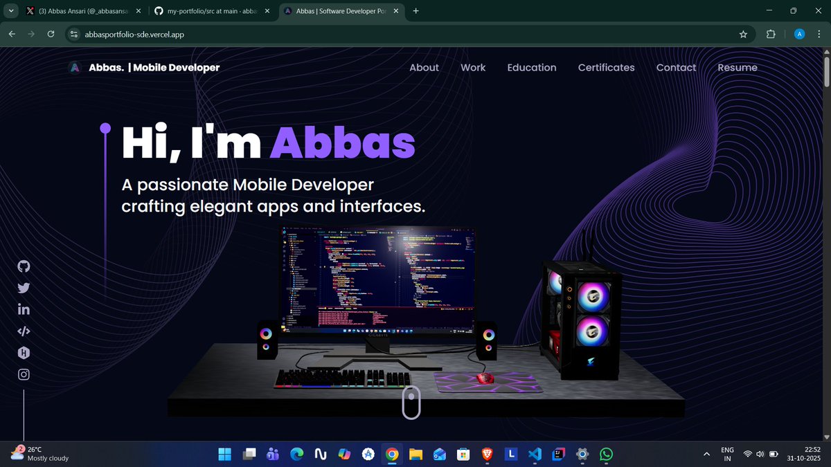 _abbasansari's tweet photo. It’s been 2–3 weeks since my last post. I kept learning and building, just didn't post! 🚀

📅 Day 93–100 of #100DaysOfLearning
✅ Built my portfolio website
💡 After completing 100 days, I started exploring Spring Boot for backend development.

#BuildInPublic #CodingJourney https://t.co/x7Gn1LMmeu