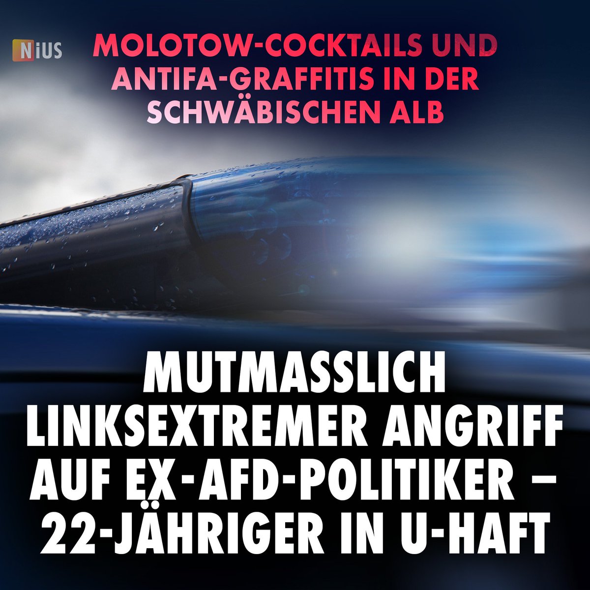 Auf das Haus eines ehemaligen AfD-Politikers in Leibertingen wurde ein Brandsatz geworfen, während im Haus drei Kinder schliefen. Die Hausfassade wurde mit „FCK NZS“ und „161 AFA“-Graffitos beschmiert. Auch anderswo im Dorf wurden Autos in Brand gesetzt. nius.de/gesellschaft/n…