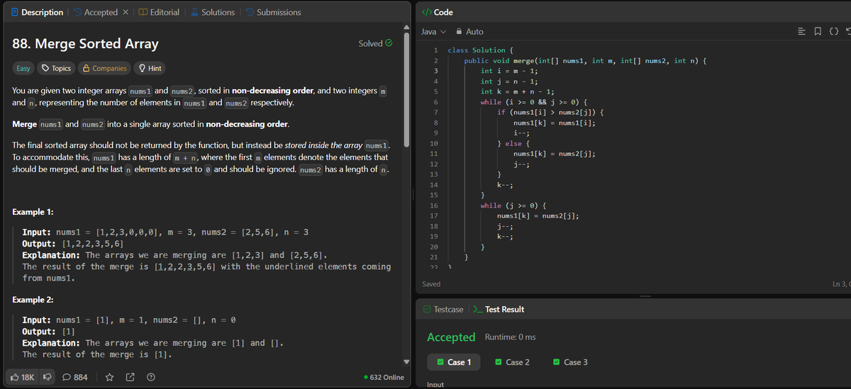 rituu_09's tweet image. Day 304 of 2025:                         
👩‍💻 Code to Crack Companies!  
 🧩 Q7: Merge Two Sorted Arrays
🧩 Q8: Check if Two Strings Are Anagrams
#CodingJourney #PlacementPrep #2025Goals #leetcode #letsconnect