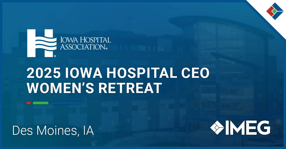 IMEG will exhibit at the 2025 Iowa Hospital CEO Women’s Retreat, hosted by IHA Nov. 5-7.

We look forward to engaging in thoughtful conversations!

Learn more: pulse.ly/mejqcpbqix

#IHA #WomenLeaders #HealthcareEngineering #weareIMEG