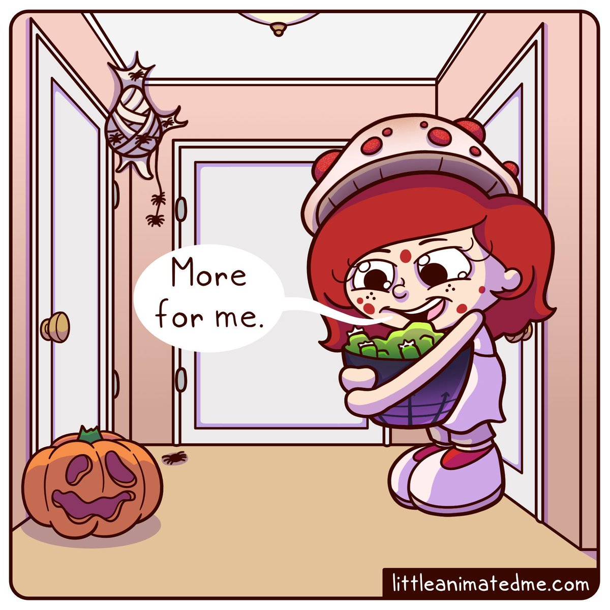 LittleMeComix's tweet photo. Happy Halloween and beware the Ghosties 👻🎃😜

#comics #comicstrip #HalloweenCandy #LittleSpoopyMe #october2025  #originalcomic #ReesesGhosts #speechbubble #SpookySeason2025 #webcomicsofinstagram https://t.co/fV496Ec0M4