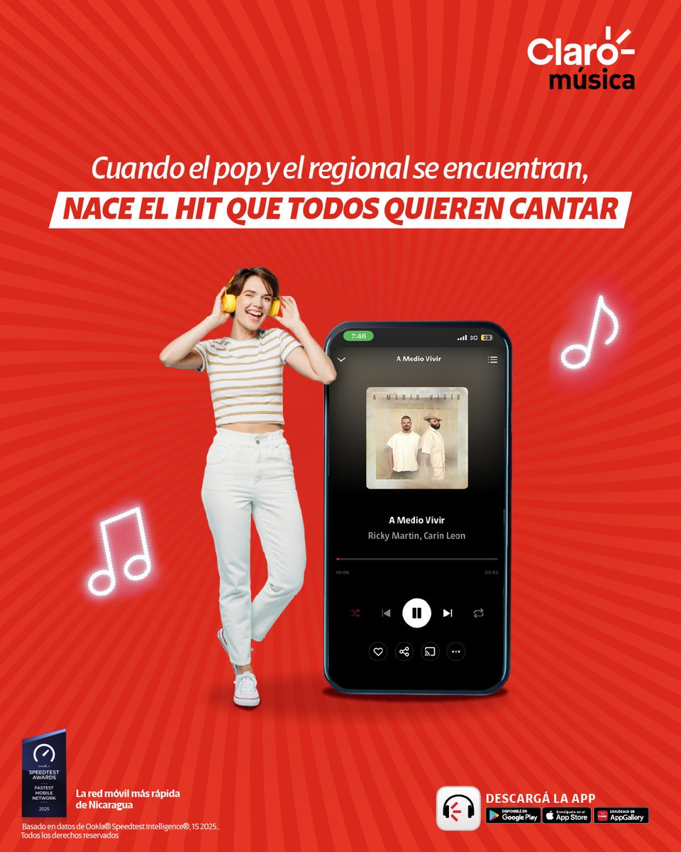 Descubrí la canción que está conquistando playlists y corazones por igual.❤️

Una fusión de ritmos que rompe fronteras: melodías pop que se mezclan con el sabor del regional mexicano.🤠

¡Disfrutala solo por Claro Música goo.su/Lc3Hm!

#ClaroMúsica