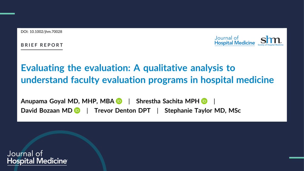 JHospMedicine's tweet image. Faculty evaluations in hospital medicine: What&apos;s working?

Top tools: 1:1s, self-assessments
Barriers: Time, low engagement
Framework for improvement described.

🔗 doi.org/10.1002/jhm.70…

#MedTwitter #AcademicMedicine