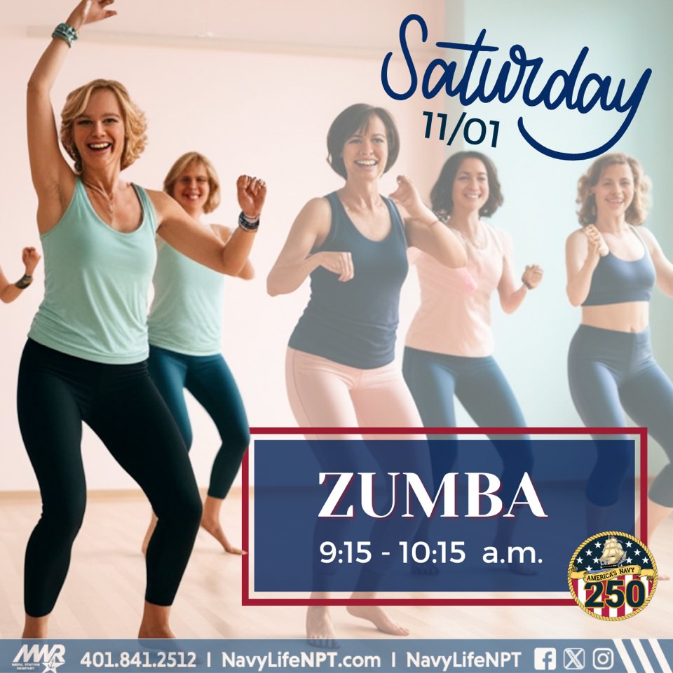 NavyLifeNPT's tweet image. 💃🕺Join Angel this Saturday from 9:15 -10:15 am for a fun, high-energy dance workout that will get your heart pumping &amp;amp; your mood lifted! 🎶 No better way to kick off the weekend than with good music, great moves, and even better company! 🔥 #Zumba #WeekendWorkout #NAVSTANPTMWR