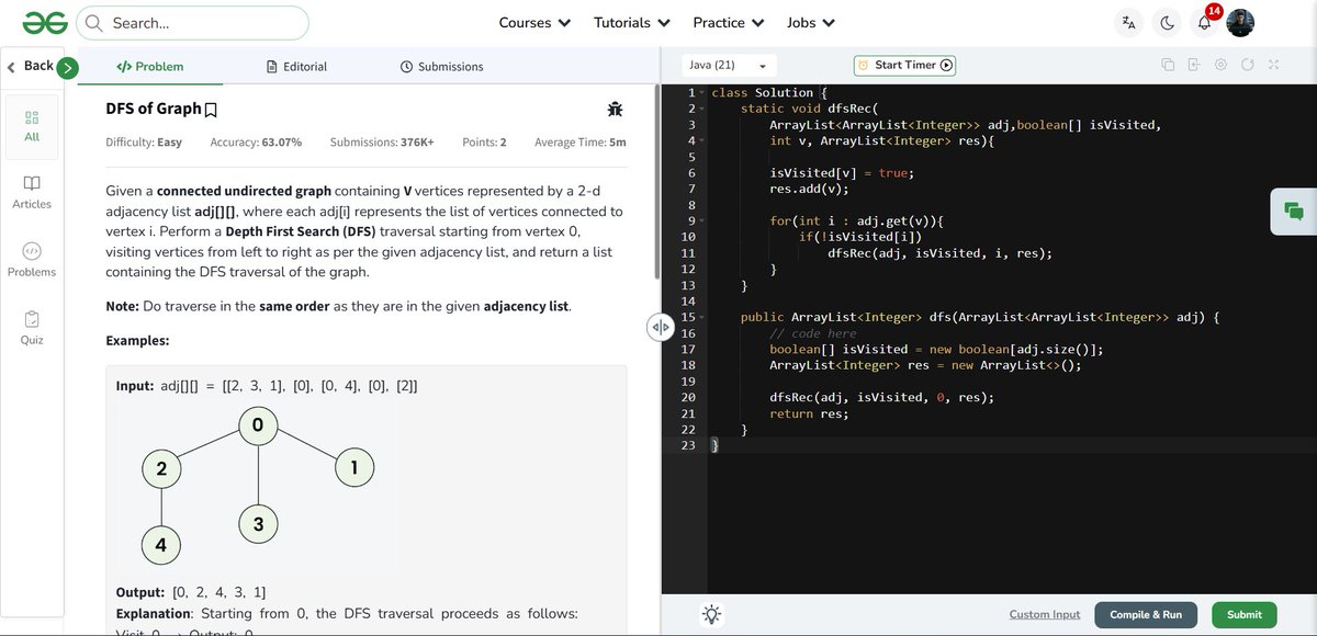 amanhaidry's tweet image. 🗓️Day 100/100
#100DaysOfCode with @GeeksforGeeks 🚀

#Graph in #DSA
✅Degree For Each Vertex
✅Count Number Of Edges
✅BFS Of Graph
✅DFS Of Graph

📢 Extending my challenge to #365DaysOfCode

🔗Course Link: geeksforgeeks.org/nation-skill-u…

#skillupwithgfg #nationskillup #geeksforgeeks