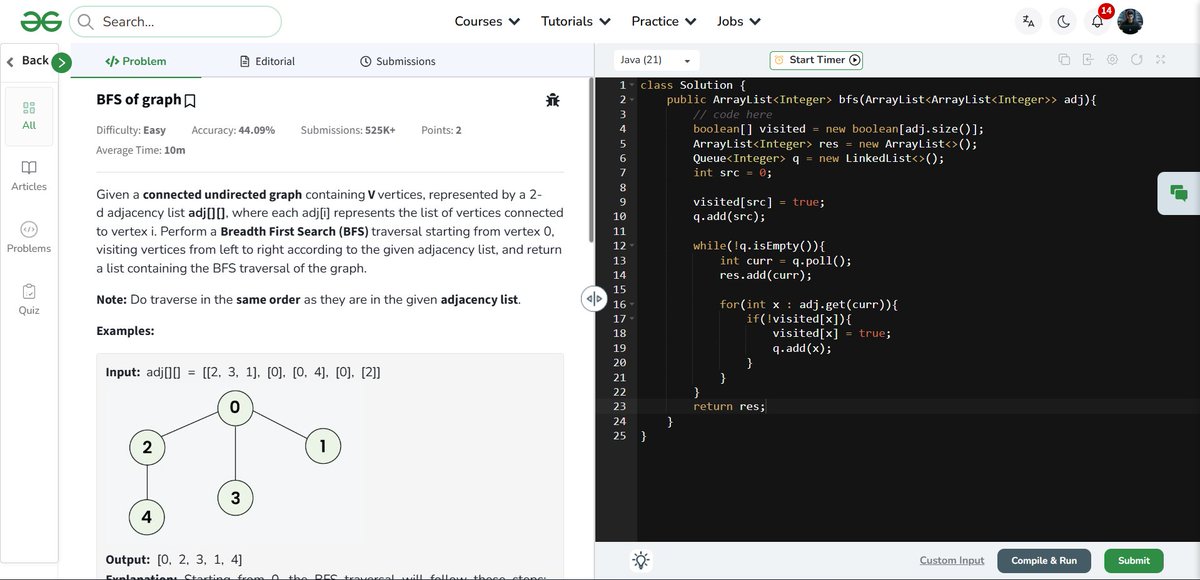 amanhaidry's tweet image. 🗓️Day 100/100
#100DaysOfCode with @GeeksforGeeks 🚀

#Graph in #DSA
✅Degree For Each Vertex
✅Count Number Of Edges
✅BFS Of Graph
✅DFS Of Graph

📢 Extending my challenge to #365DaysOfCode

🔗Course Link: geeksforgeeks.org/nation-skill-u…

#skillupwithgfg #nationskillup #geeksforgeeks