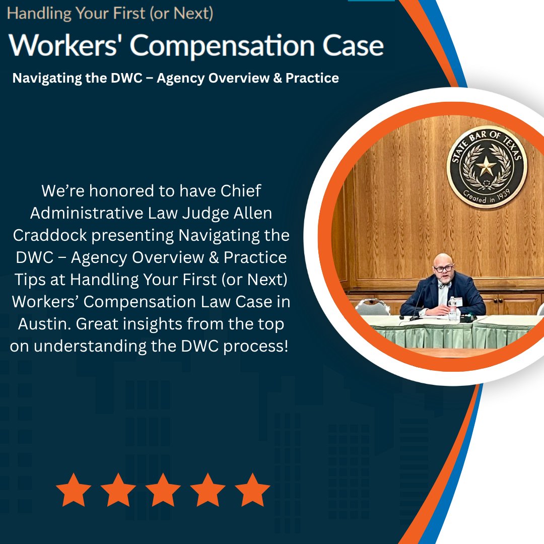 TexasBarCLE's tweet image. #TexasBarCLE #WorkersComp #CLE