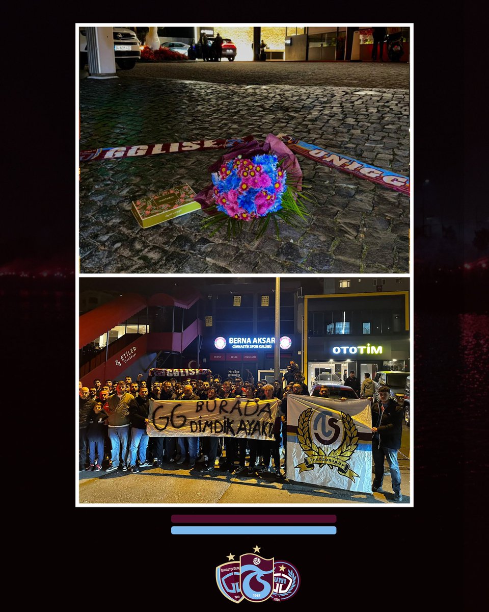 Takımımızı, Galatasaray karşılaşması öncesinde konaklayacağı otel önünde çiçeklerle karşıladığımızı söylemeyi çok isterdik. 

Ancak grubumuza yönelik yönetim kurulu tarafından uygulanan mobbing devam etmektedir. 

Tüm bunlara rağmen bizler, Trabzonspor adının geçtiği her yerde
