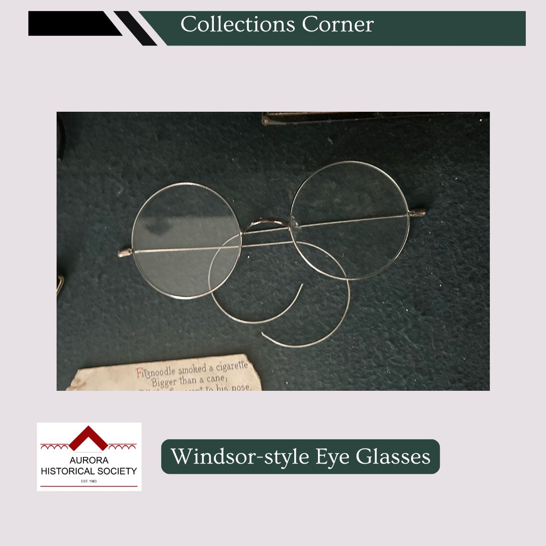 Aurora_HS's tweet photo. #CollectionsCorner In the Consulting Room, there's a pair of Windsor-style eyeglasses with round lenses &amp; thin metal frames, popular since the 1800s.👓The first wearable eyeglasses appeared in Italy around 1286, while bifocals were invented by Benjamin Franklin in the 1700s. https://t.co/uS7sYjBtHl