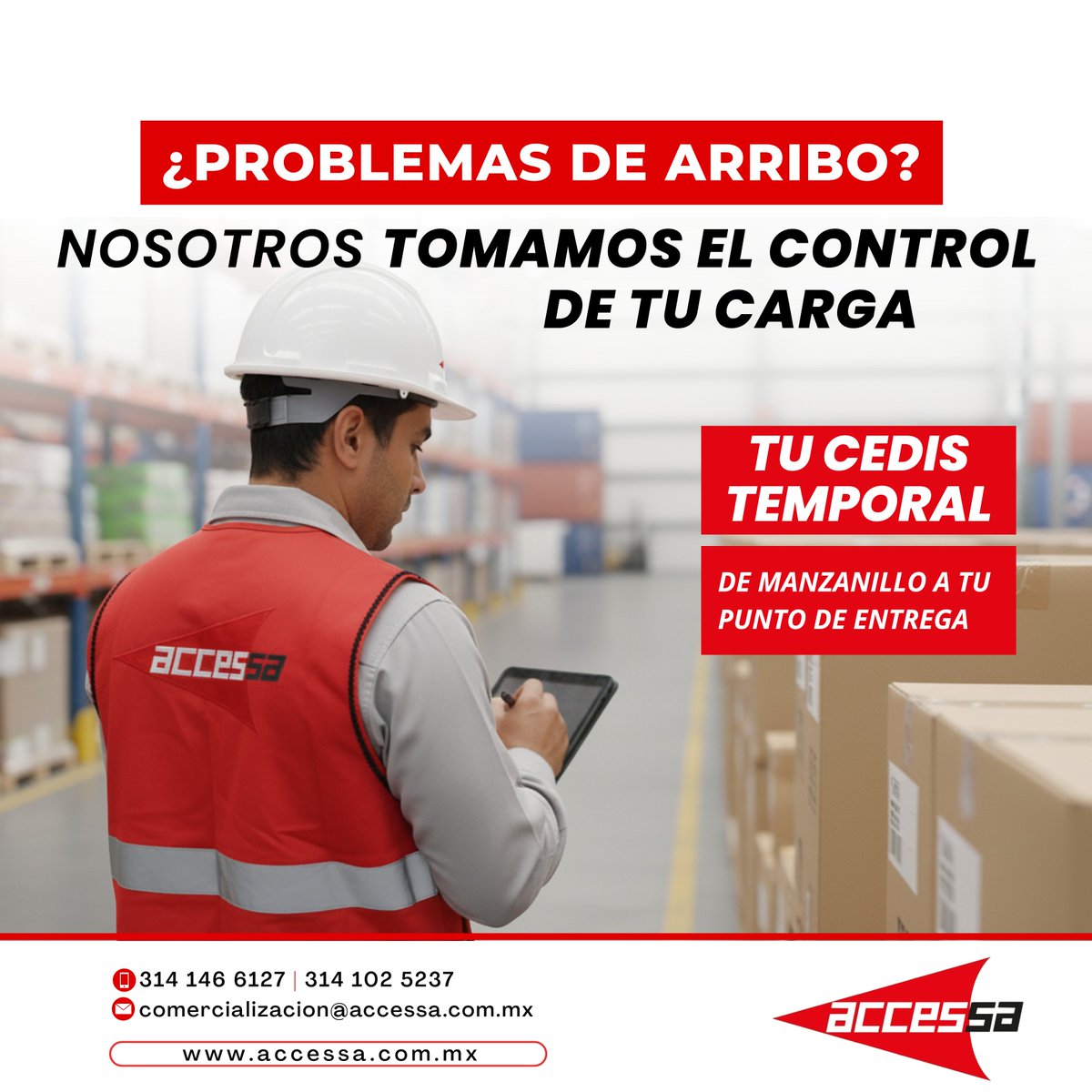 AccessaLogistic's tweet image. ¿Problemas de logística con tus mercancías? 🚛

@AccessaLogistic toma el control de tu carga. 📦
De Manzanillo a tu destino final con seguridad y eficiencia. 🌊➡️🎯

Tu CEDIS temporal en México. 🏠

📞 314 146 6127
✉️ comercializacion@accessa.com.mx
#Manzanillo #CEDIS #Transporte