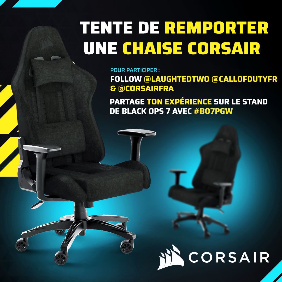 🎁CONCOURS🎁

Je fais gagner plusieurs chaises CORSAIR sur le stand #BO7PGW le 2 novembre 👀

Pour participer :
Follow <a href="/LaughtedTwo/">Laughted</a> <a href="/CallofDutyFR/">Call of Duty France</a> <a href="/CORSAIRFRA/">CORSAIR France</a> 

Tirage au sort DEMAIN pendant la PGW
Bonne chance 🍀