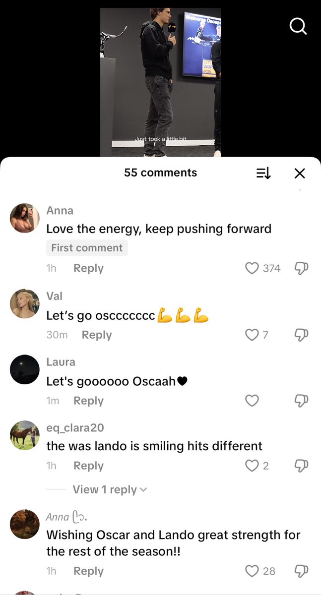 jim_OPwdc's tweet image. Comments on the new mclaren tiktok where oscar is talking about his learning on the last few races. 
Loving the energy and the #hOPium everywhere