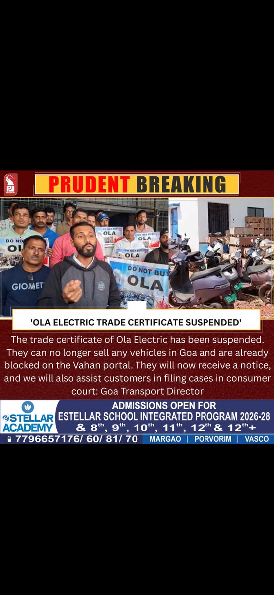 suhelnagar1's tweet image. Way to go goa govt 👏🏼👏🏼 more states should follow so these rascals should be kicked out from indian roads
@OlaElectric is a scam ! Stay way @bhash @kunalkamra88  look at this sir
 Goa finally shooded these rascals away 👏🏼