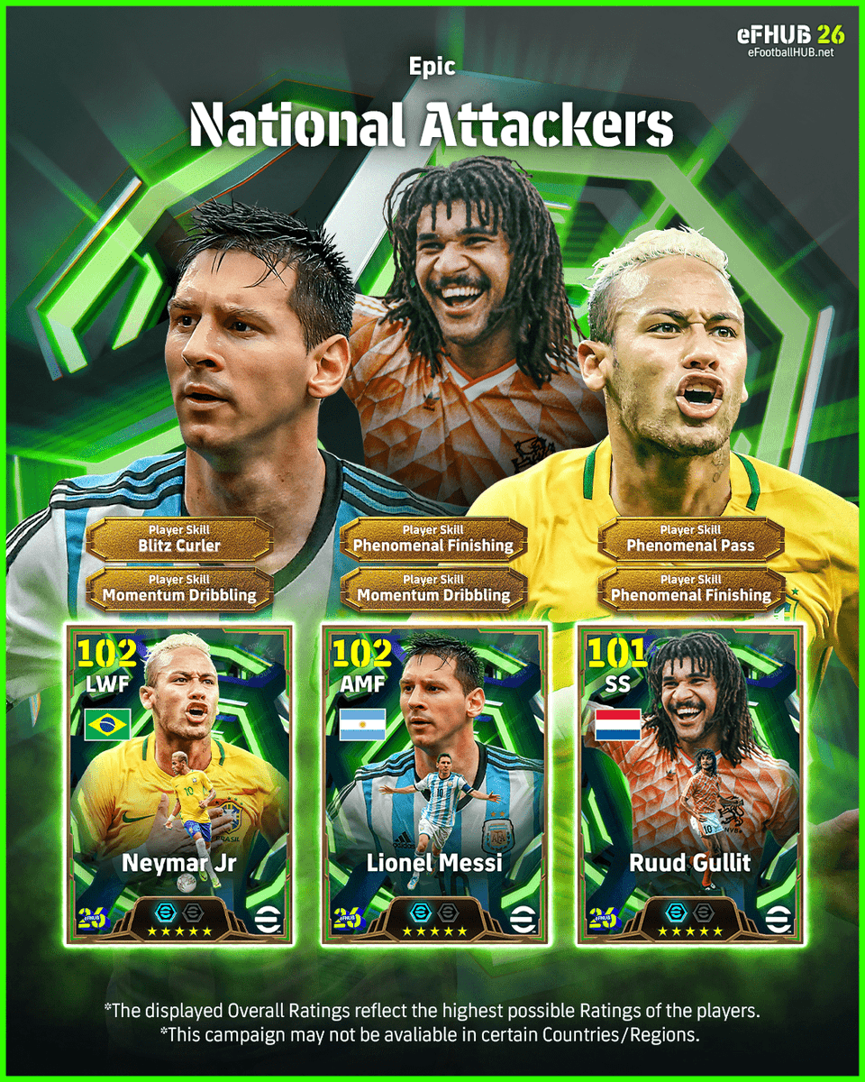eFHUBx's tweet photo. [CONCEPT ART] Epic : National Attackers 🌍🦸‍♂️

#FanArtFriday : Episode 6️⃣5️⃣

#eFHUB | #eFootballHUB https://t.co/Z0C7jwqpmc
