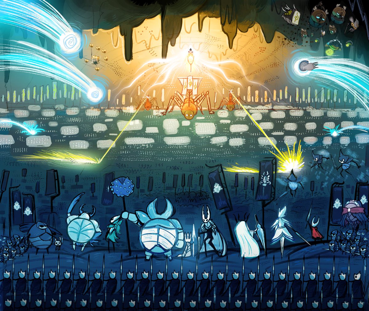 Espiri860590299's tweet image. The battle for Hallownest.

@the_king_pale 

#silksong #hollowknight 

(Disclaimer: nothing is lore accurate)
