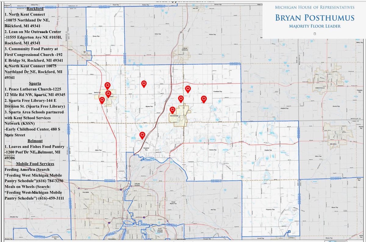 There is still help available.

Please see this map if you live in my district of West Michigan (90) and are looking for support during the SNAP freeze.