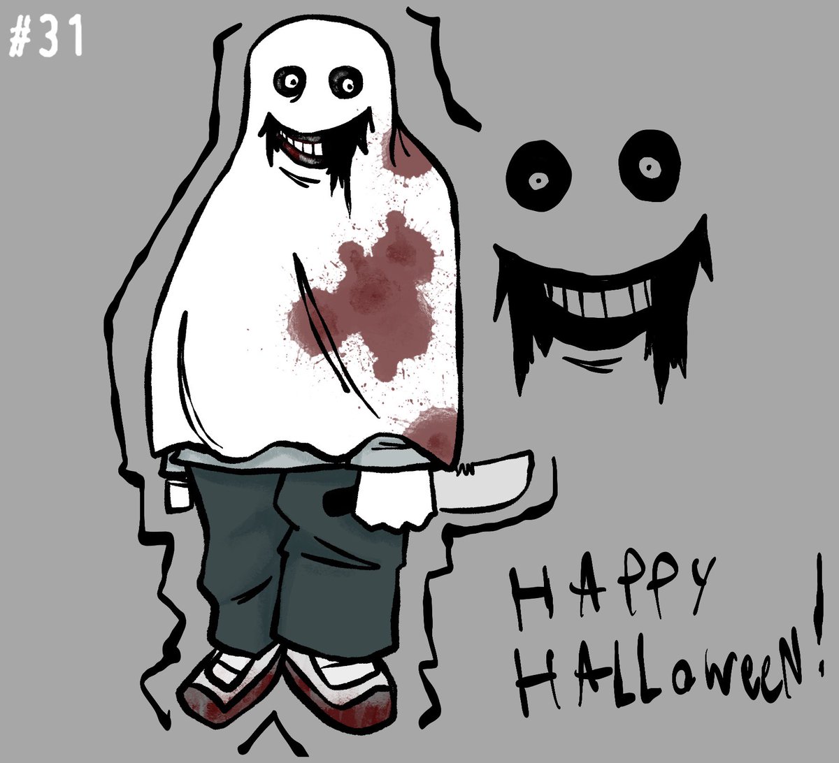 Day 31: Favorite monster in a Halloween costume

A lottle low effort on my part cause I got some more stuff to draw, but I don’t think Jeff would mind! (Originally was gonna give him a ghostface outfit but that was far too hard.)

Happy Halloween !!

#trickorchase #pillarchase2