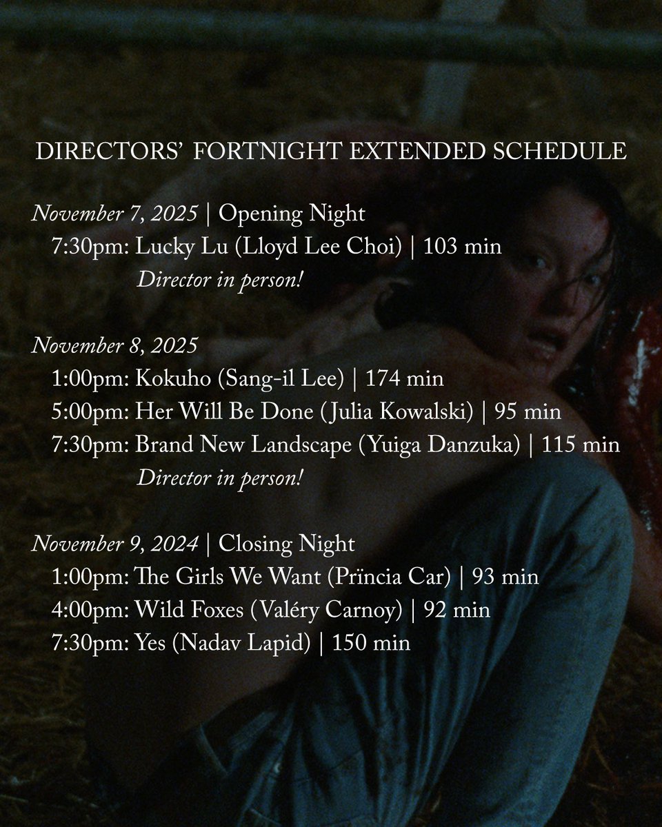 A visually striking tale of a young woman haunted by the memory of her dead mother, director Julia Kowalski’s transfixing second feature HER WILL BE DONE comes to Directors’ Fortnight Extended on Nov 8 <a href="/directorsguild/">Directors Guild</a>!

Tickets and passes on sale now! 🎟️: …orsfortnightextended2025.eventive.org/films/68e97b4d…