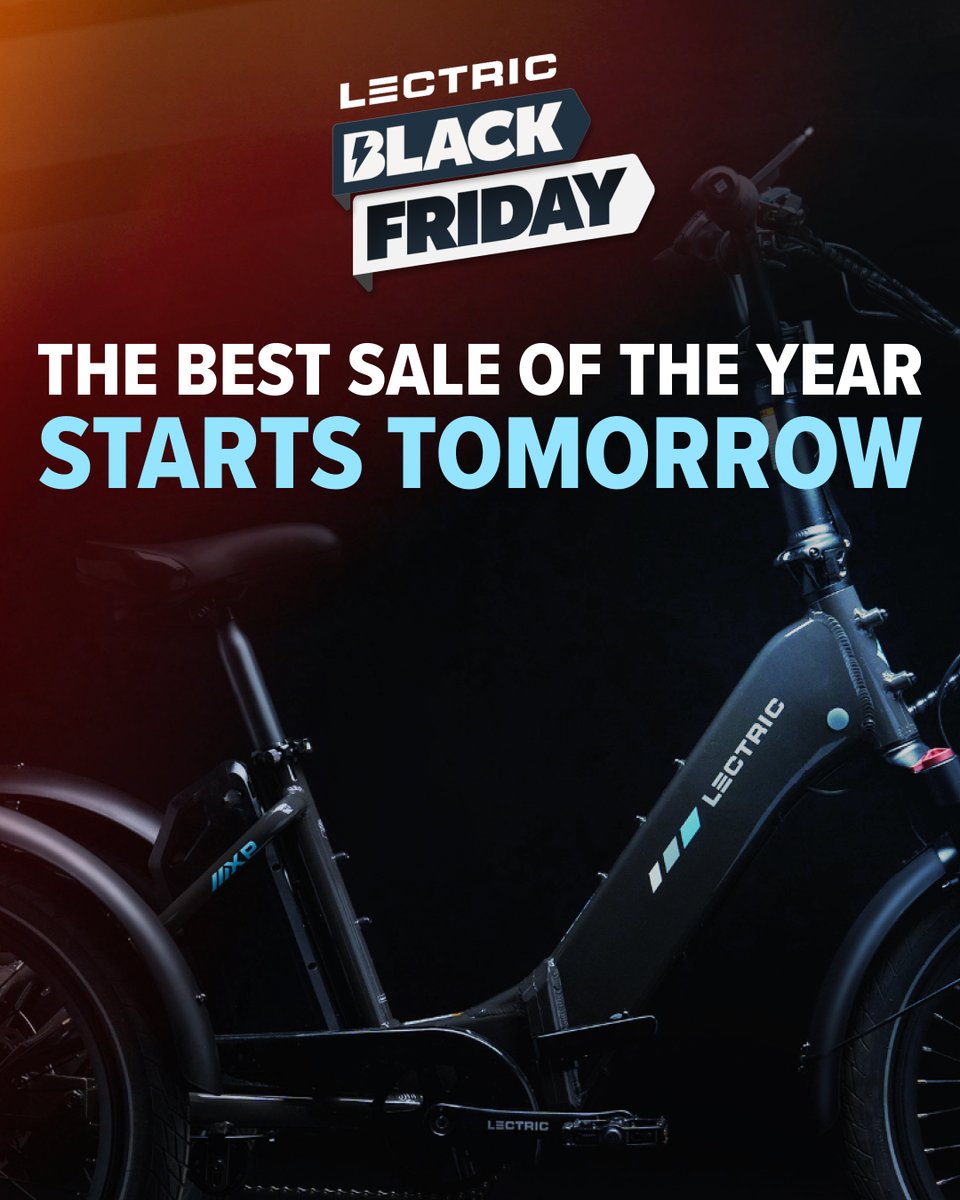 lectricebikes's tweet image. ⚡ The wait is almost over! ⚡ 

Our biggest sale of the year drops tomorrow! Score big with the best deals and biggest savings you’ll see all year. 👀

Sign up to get notified below ⬇️  and get ready to ride! 🚲💥
lectricebikes.attn.tv/p/YRZ/black-fr…