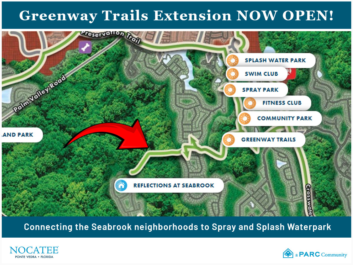 🎉 Attention Nocatee Residents!
The Greenway Trails Extension now connects Seabrook to Nocatee’s Splash &amp; Spray Waterparks. 🌿🚲
Perfect for your next outdoor adventure!
🔗 hubs.li/Q03R8b9z0