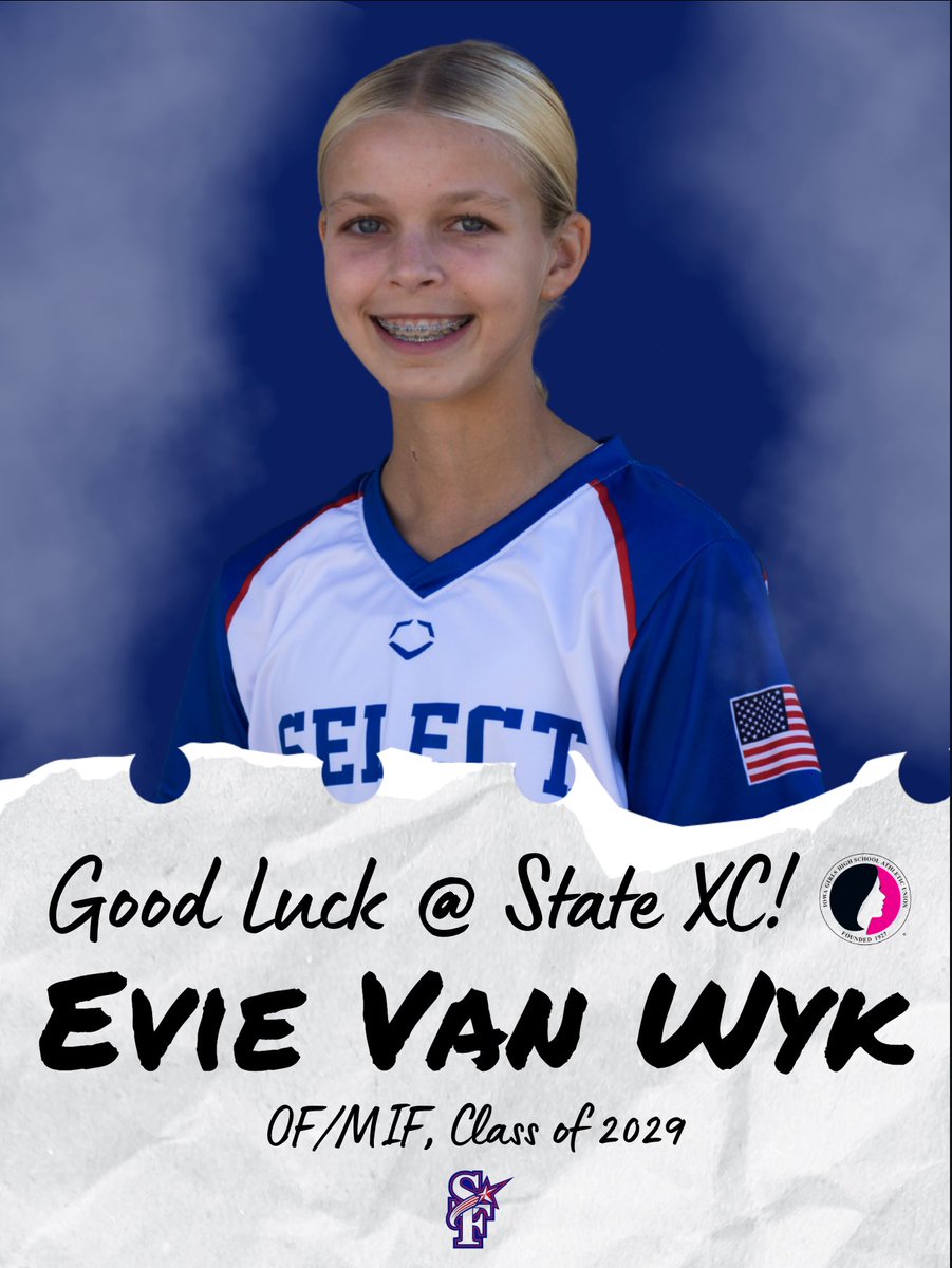 SelectFP_IA10's tweet image. Trading cleats for spikes today! 🥎➡️🏃‍♀️ Go crush it at the @ighsau State XC Meet, Evie Van Wyk! Your softball family’s cheering you on 💙 @IAXCTF