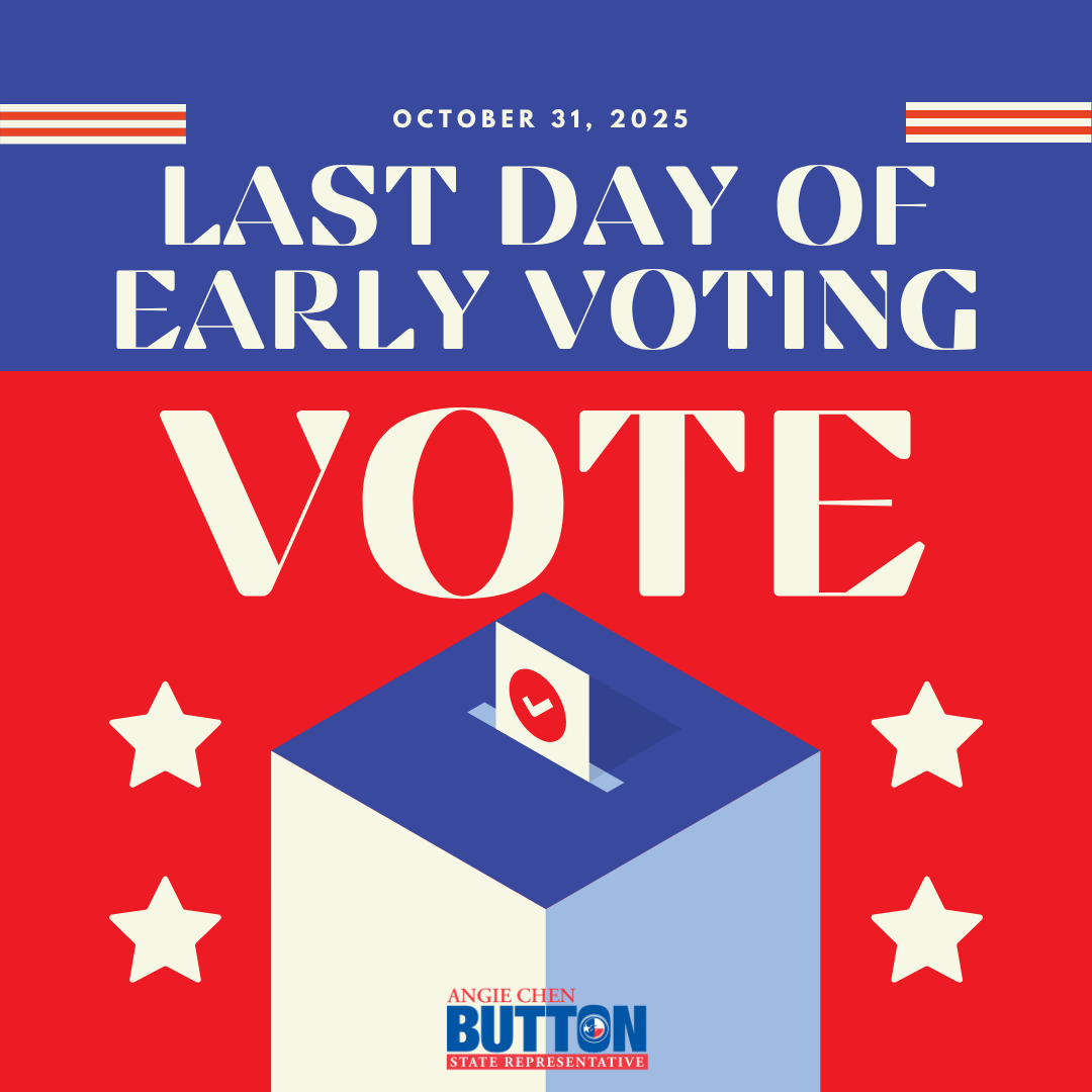AngieChenButton's tweet image. Today is the last day of early voting for the Nov. 4th Constitutional Amendment Election. Polls are open until 7PM. Grab your ID and head to your closest voting center and be sure to look out for trick-or-treaters.  🎃

📍 Find your closest location bit.ly/47QCezB