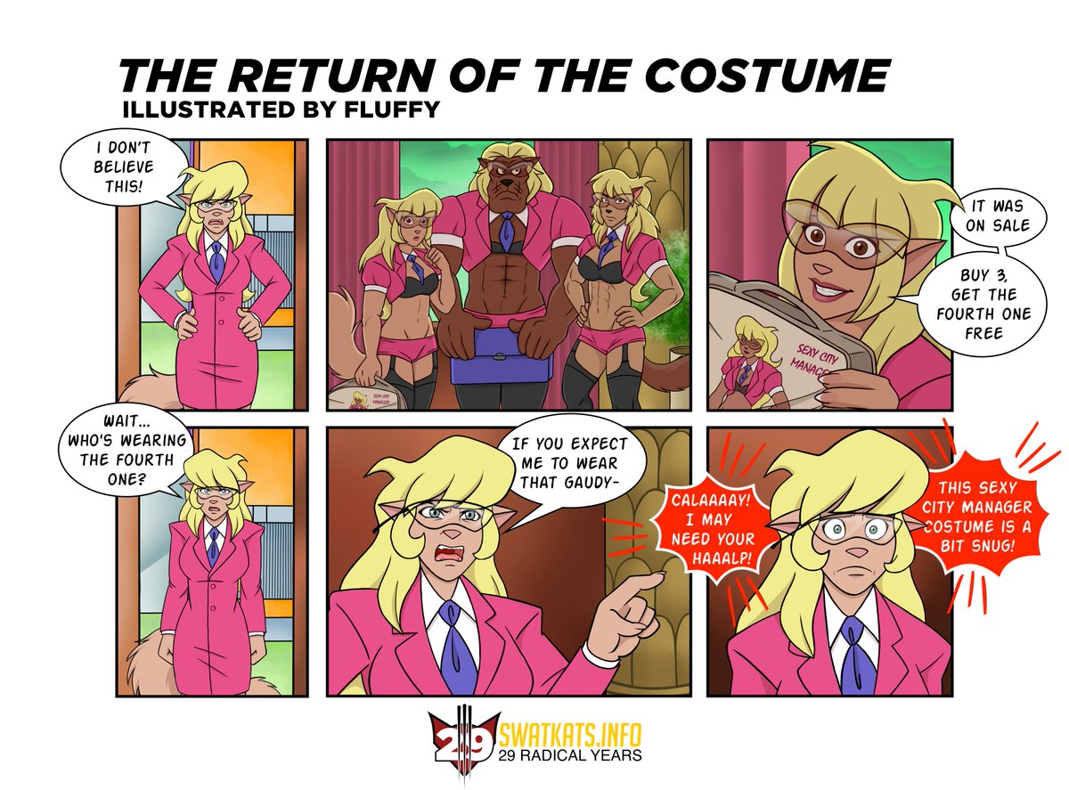 It's #Halloween, featuring an artwork commission via the very talented artist <a href="/MadameFluffy/">Fluffy - your resident cat lady.</a> 👏 A follow-up from a previous year's illustration of hers featuring a certain unlicensed #CallieBriggs costume, which has appeared once again in the world of #SWATKats 🎃