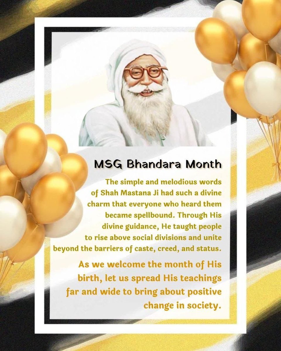 AnamikaInsan28's tweet photo. #NovemberGreetings to Saint Gurmeet Ram Rahim Singh Ji and the entire universe on begining of November month. As this month marks the birth anniversary of Shah Mastana ji maharaj-Founder of Dera Sacha Sauda. He taught humanity,peace,love and kindness.
https://t.co/hFszq5mN3k https://t.co/m5ddnA3SfI