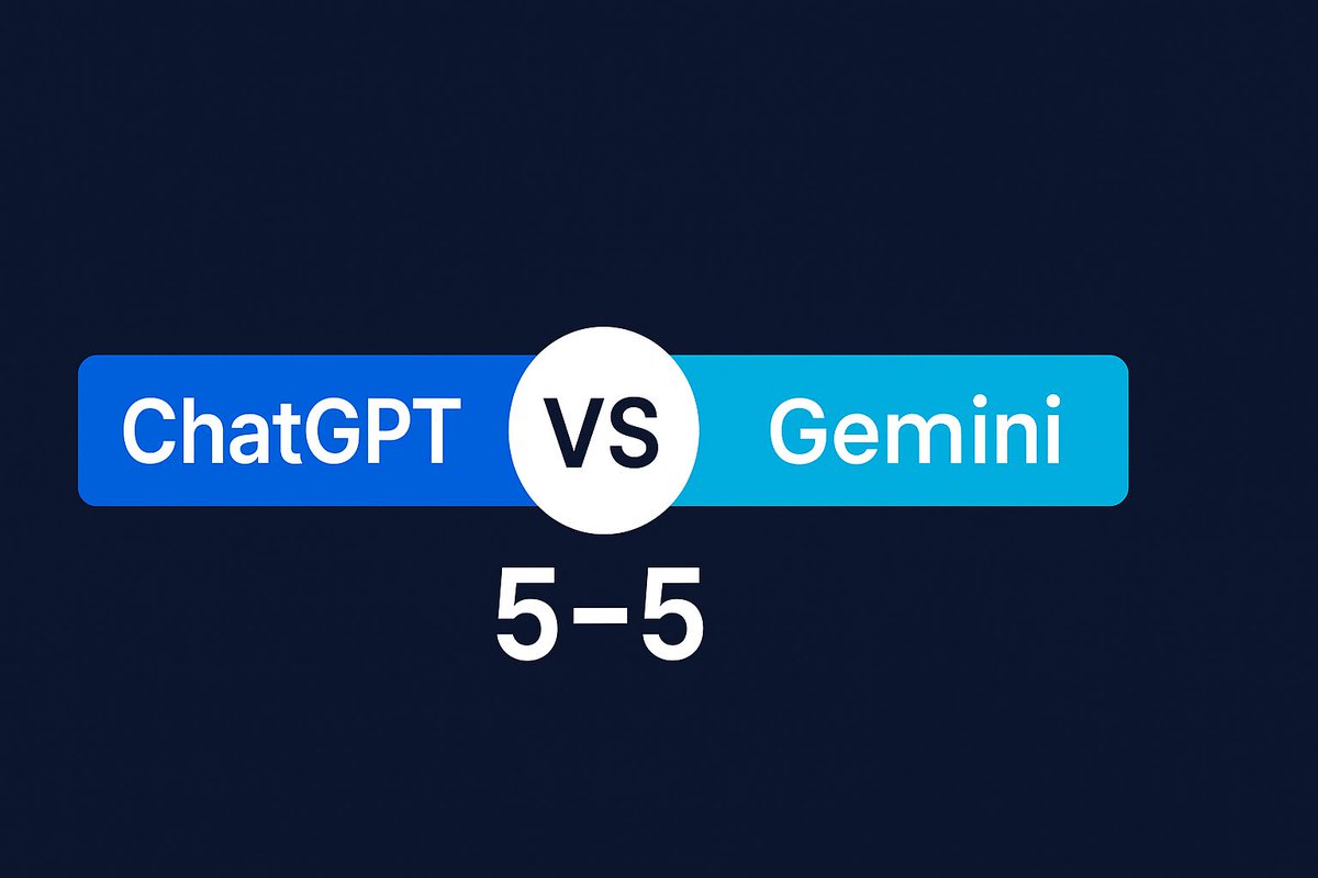okoriecn's tweet photo. Spent a week testing ChatGPT vs Gemini for social media

My Findings:
- ChatGPT = depth &amp; persuasion
- Gemini = breadth &amp; variety
- Both have clear use cases 

Watch the full test: https://t.co/9G6OdFHy9K

Includes all 10 prompts + outputs. https://t.co/OnU4sBoY4G