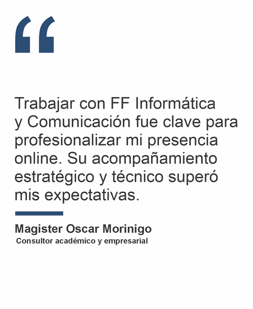 FFInfyCom's tweet photo. Experiencia de transformación digital profesional

Trabajar con FF Informática y Comunicación fue clave para profesionalizar mi presencia online. Su acompañamiento estratégico y técnico superó mis expectativas.

Oscar Morínigo https://t.co/VMOiI6FKP9