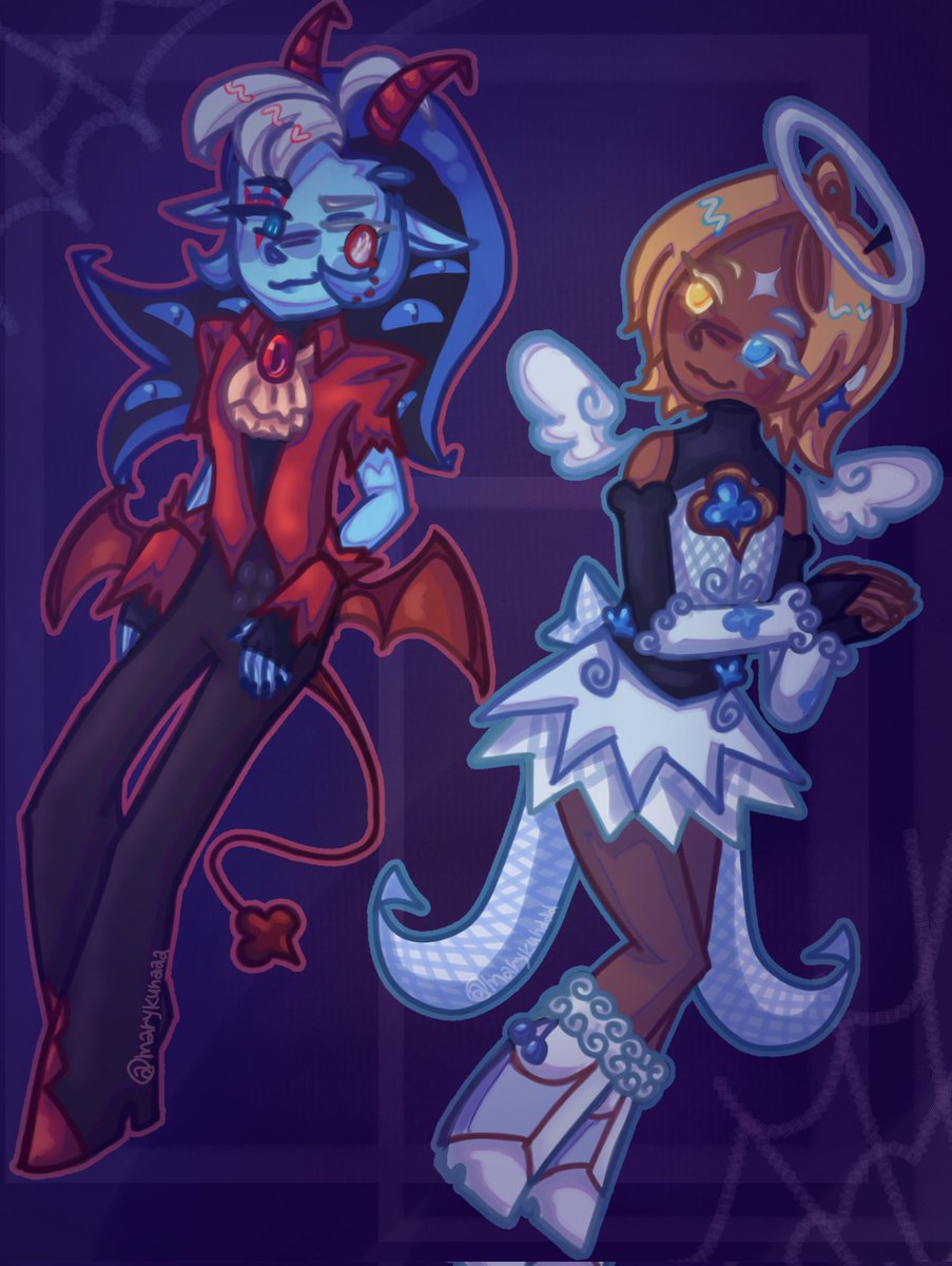 happy halloween!! ft. devil shadow milk and angel pure vanilla (design by <a href="/OctoChilli/">✭- Keiran! (I h8 Pure Vanilla) 🐙</a>)
#shadowvanilla #crk #shadowmilkcookie #purevanillacookie