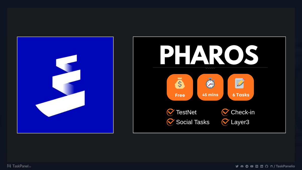 taskpanelio's tweet image. Pharos Network Airdrop Tasks 🎮
Join the &quot;Atlantic&quot; incentivized testnet for Pharos, the ZK-OP L2 built for Web3 Gaming!

Interact with ecosystem projects, collect points, and secure your spot for the airdrop.

📝 Tasks: Testnet (Ecosystem Dapps), Layer3, Ambassador
💰 Cost: Free…