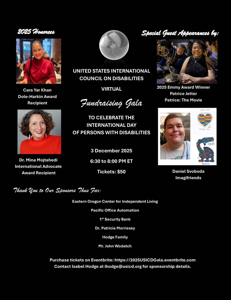 Purchase tickets today for <a href="/USICD/">USICD</a>'s Annual Fundraising Gala to celebrate the International Day of Persons with Disabilities #IDPD2025 Visit <a href="/eventbrite/">Eventbrite</a>  to purchase tickets ($50): 2025USICDGala.eventbrite.com