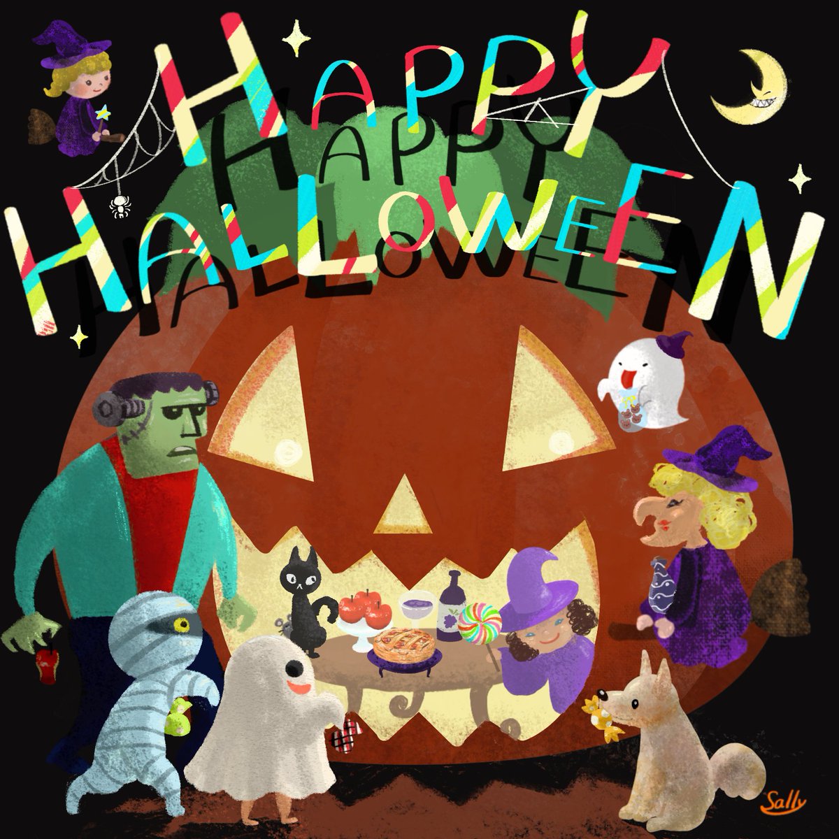 sally_works's tweet photo. 🎃Halloween Party🎃

#halloween 
#happyhalloween🎃
#ハロウィン
#halloweenparty🎃 
#illustration 
#イラストレーション 
#イラスト https://t.co/TAgZNsftMr