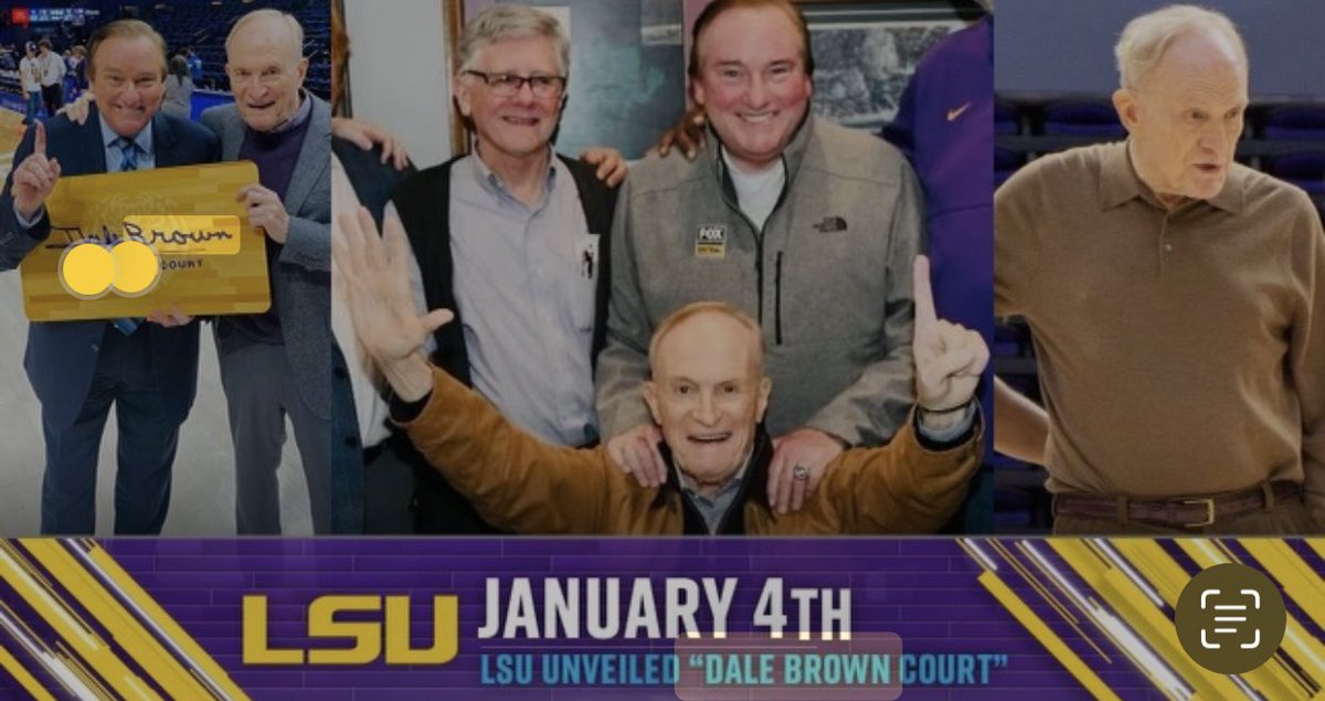 TimBrando's tweet photo. Happy Birthday 🎂🎊🎉 to my life mentor and surrogate Dad the legendary “Daddy” Dale Brown of @LSUBasketball fame! Upon moving to Baton Rouge in 1979’ with my bride of just 1 year to work #WIBR radio my focus professionally was never better and Coach Brown noticed that and understood I loved 🏀as much as 🏈and he frequently visited my radio show in person driving across the Miss.River bridge to be on my Nightly Sportstalk Show and he became my #1 advocate. By 1980 I was A Host for his weekly TV Show. TigerVision PXP next again Dale made that happen for me and countless other opportunities in the Baton Rouge community. Dale’s a giver and I’m just one of thousands he’s helped. He’s 90 years old today, and when I call 📱 him today he’ll know doubt warm my heart more than I do his! God Bless You Dale🎧🎙️💜