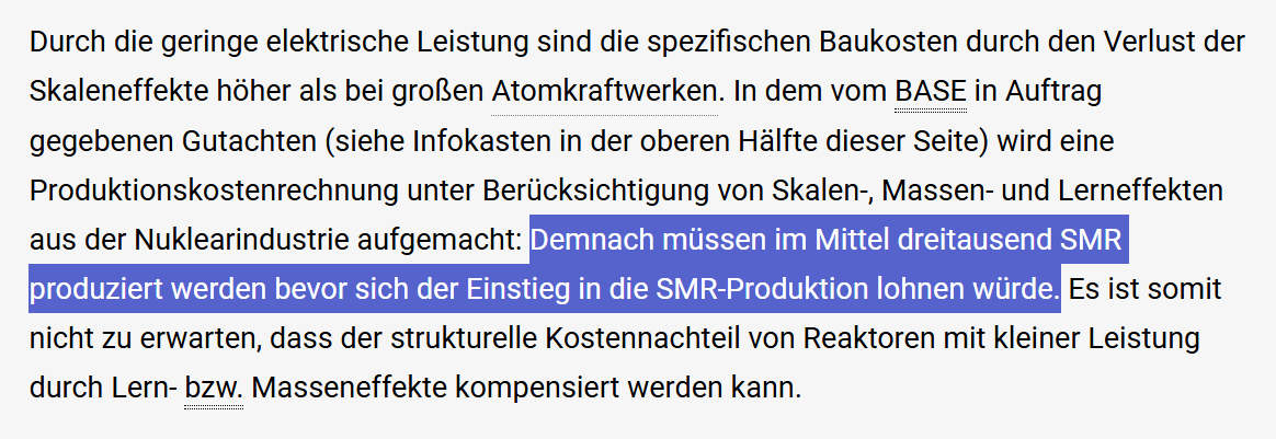energy_charts_d's tweet photo. @IngoBehne @Frederik__e @Wikipedia Eine vom BASE in Auftrag gegebenes Gutachten kommt zu diesm Ergebnis: Es müssen im Mittel dreitausend SMR produziert werden bevor sich der Einstieg in die SMR-Produktion lohnen würde.
https://t.co/Mmzjrl7QZ5 https://t.co/8zGmaxVgRb