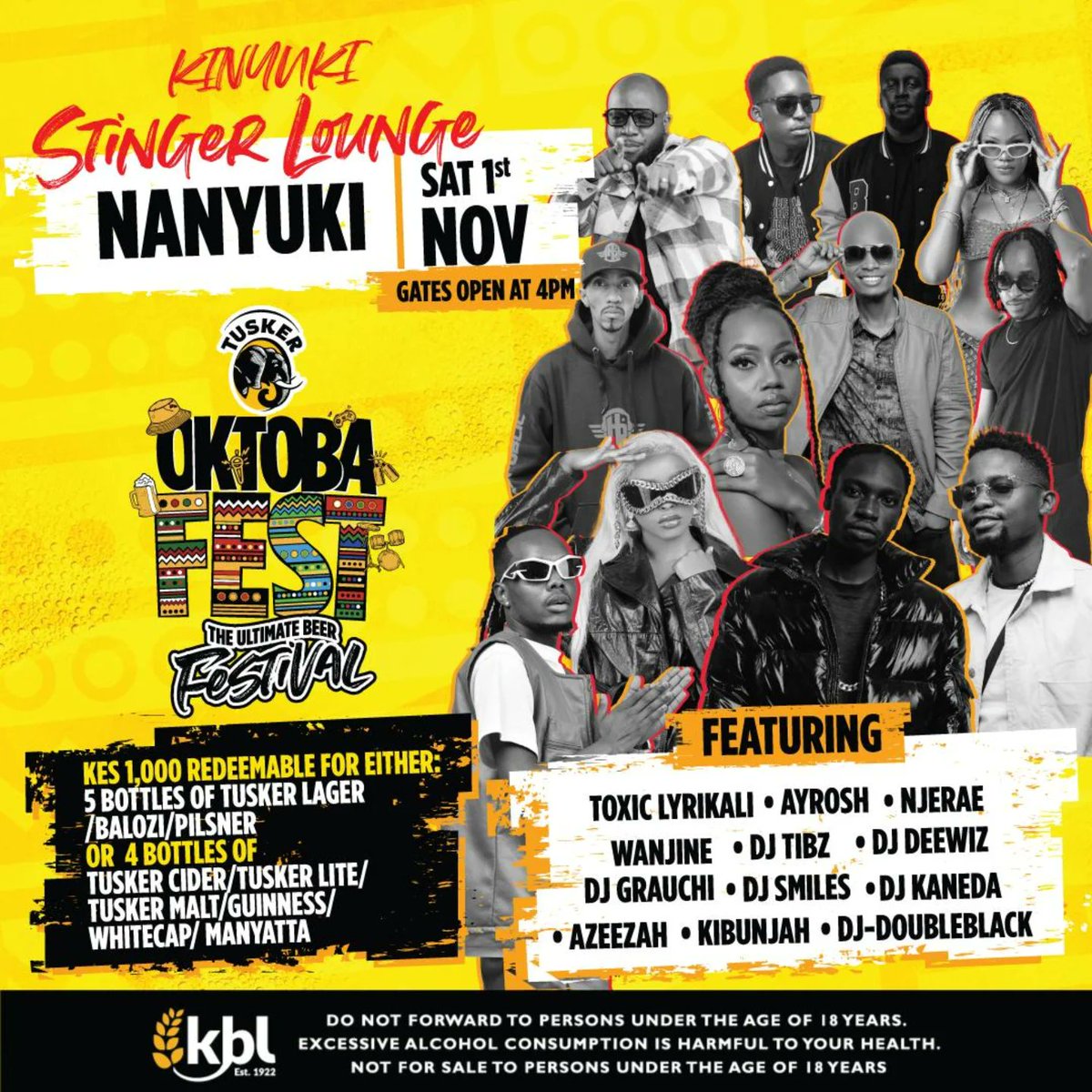 Sherehe_Plug's tweet image. • #Nanyuki #OktobaFest2025 •

🍻 OKTOBAFEST – NANYUKI EDITION 💥
Cold Tusker, hot lineup! Toxic Lyricali, Ayrosh, Njeræ, Wanjine, DJ Grauchi &amp;amp; more! 🔥

🗓️ Nov 1 | 🕓 From 4PM till late
📍 Kinyuki Stinger Lounge
🎟️ KSh 1K (redeemable)

#HowWeDo @TuskerLager #SherehePlug