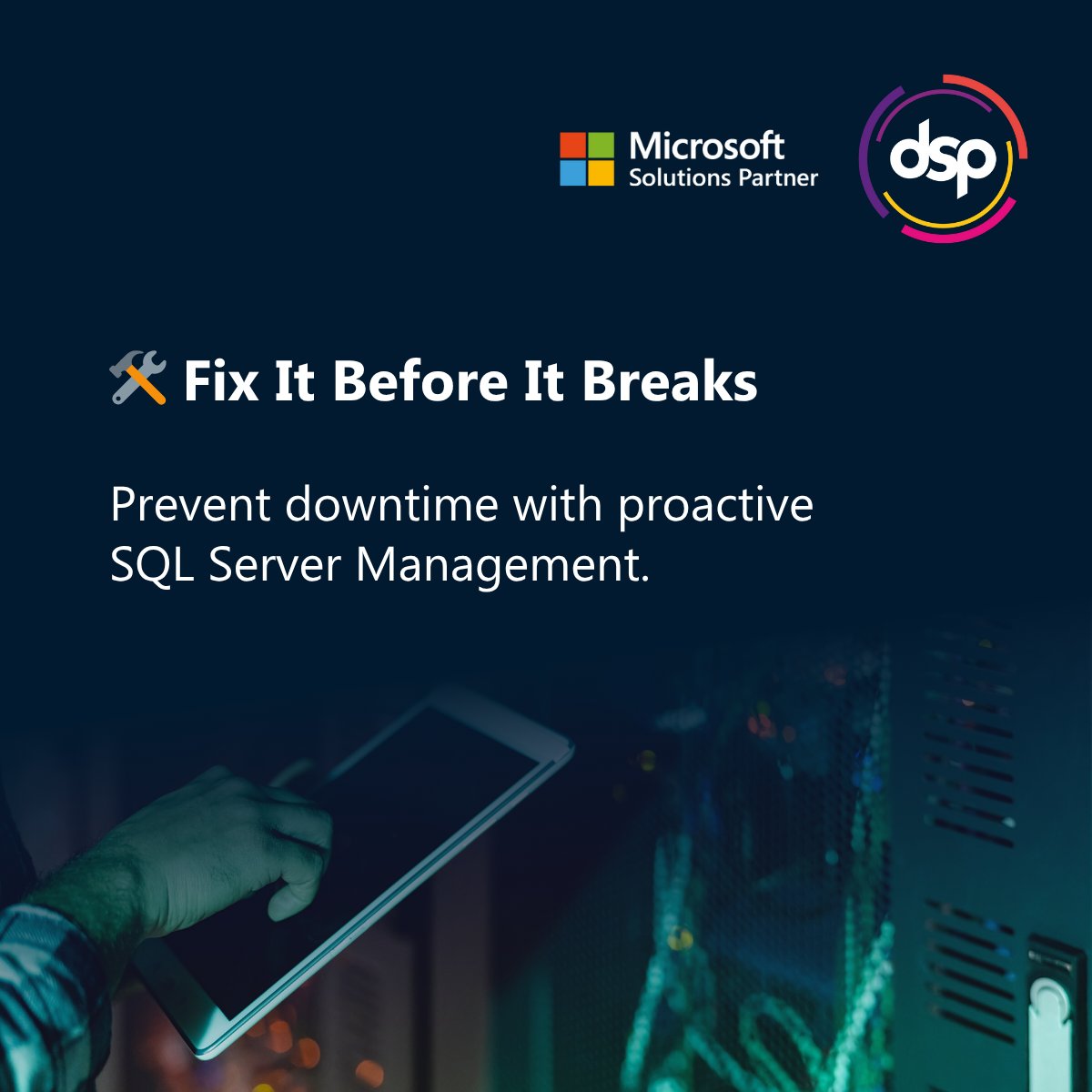 dsp_uk's tweet image. With DSP’s proactive SQL Server maintenance, you’ll reduce incidents, improve reliability and keep performance consistent.

Proactive maintenance means more uptime.

See how we do it.
🔗 bit.ly/47yojwW

#MicrosoftSolutionsPartner #SQLServer #ManagedService