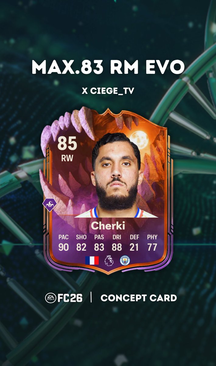 🚨FC26 NEWS

New evolution 🧬 coming very soon…👀 

Requirements:
• ✅ RM Position
• ✅ Max.83 Overall 
• ❌ Can’t use Silver Stars Icon’s
• ❌ Can’t use RB

Upgrades:
•✅Receive’s stats boost 
•✅Quick-Step

Make sure to follow <a href="/CiegeTv/">Ciege_tv</a> 

#EAFC26