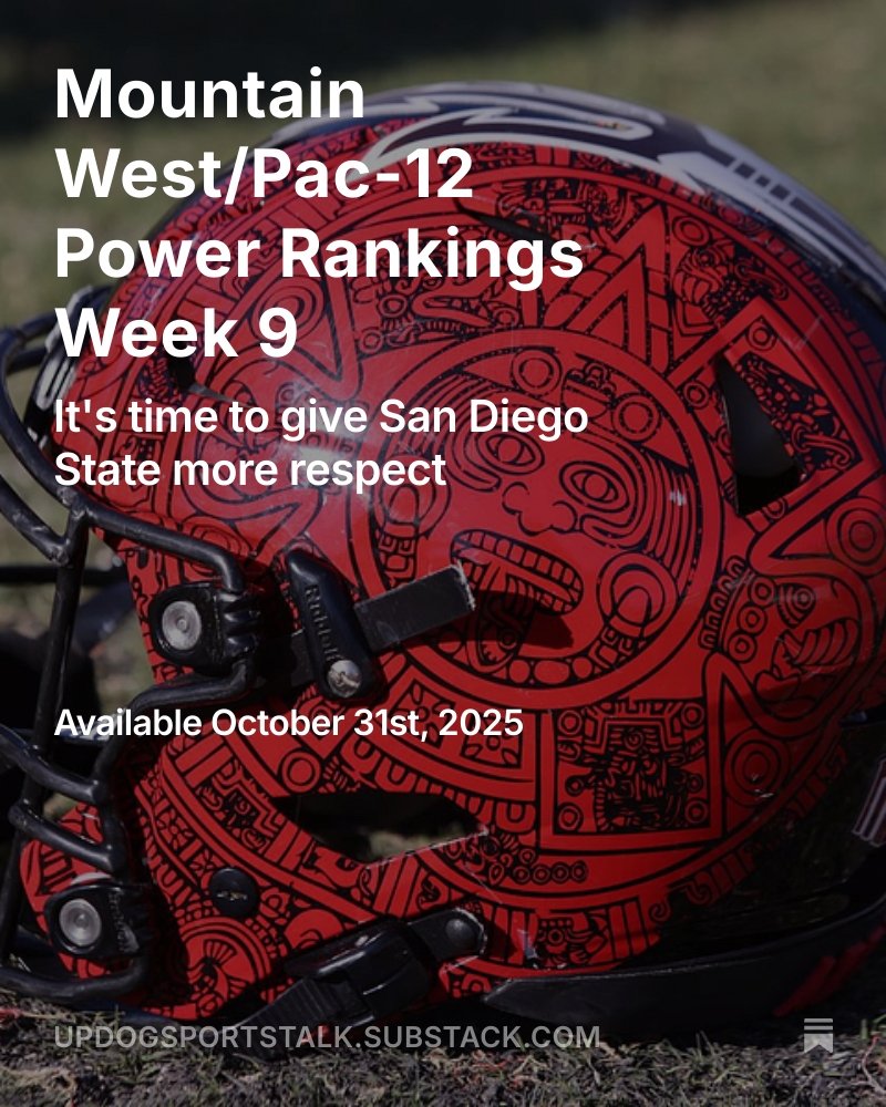 Updog Sports Talk (@updogsportstalk) on Twitter photo We've been taking a tour around multiple conferences now for Power Rankings and this week we stop out West for the Mountain West/Pac-12!!
Let us know your thoughts. Who would you rank differently?
Article link below 👇 We've been taking a tour around multiple conferences now for Power Rankings and this week we stop out West for the Mountain West/Pac-12!!
Let us know your thoughts. Who would you rank differently?
Article link below 👇