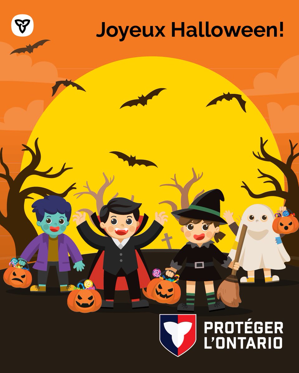 🎃 Joyeuse Halloween! 🎃

👻 Si votre enfant sort ramasser des bonbons ce soir, rappelez-lui de faire attention!

🚘 Si vous conduisez ce soir, ralentissez et faites attention aux enfants.