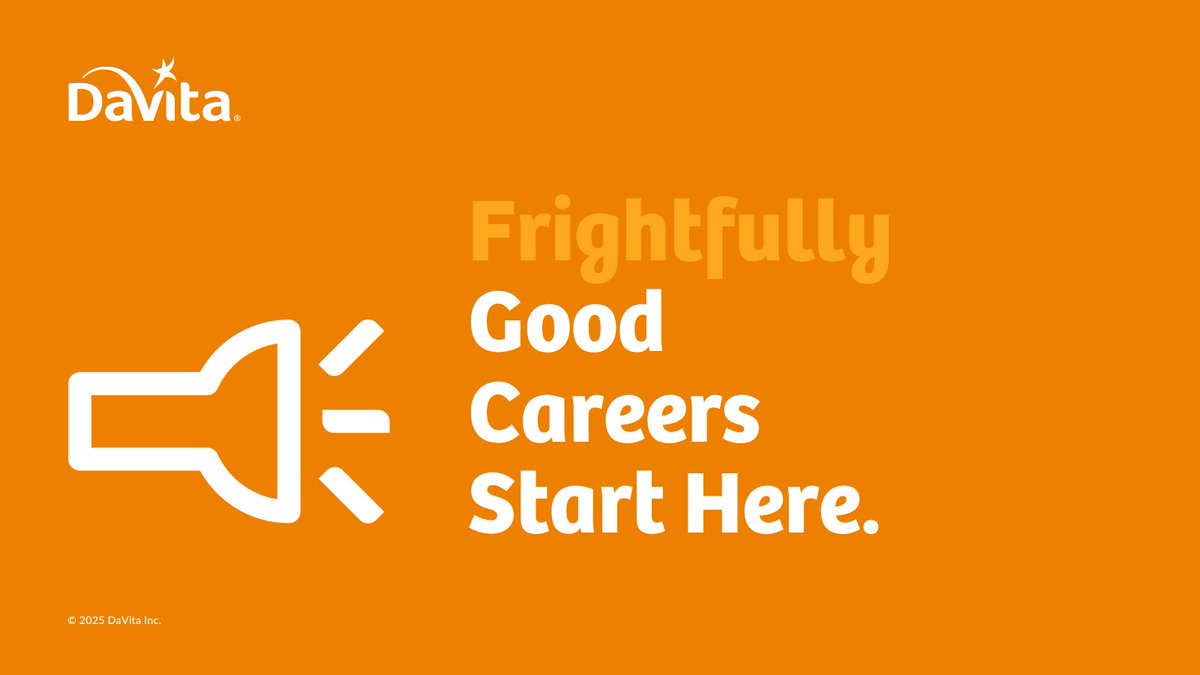 👻 No tricks, just treats! 🎃 Join a supportive team at DaVita and grow with us. 🧡 Apply today: ow.ly/OAXW50Xkt1J #DaVitaCareers #JoinOurTeam #HealthcareJobs #CareerGrowth #JobOpportunities #RN #PCT #Nurse #PatientCare