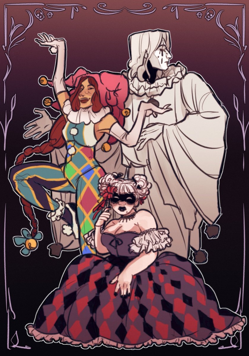 honeycakelion's tweet photo. this year's halloween theme: (silly clowns commedia dell'arte)
#ocart https://t.co/IRMyKJOHl5
