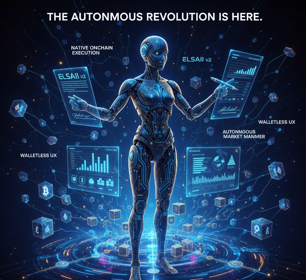 The Autonomous Revolution is here. AI Agents are officially transitioning from passive Oracles to Active Economic Actors in Web3. 

​For years, AI was limited to analysis. That era ends now. The launch of <a href="/HeyElsaAI/">HeyElsa</a> V2 isn't an upgrade, it’s the genesis of a new category:
 AI
