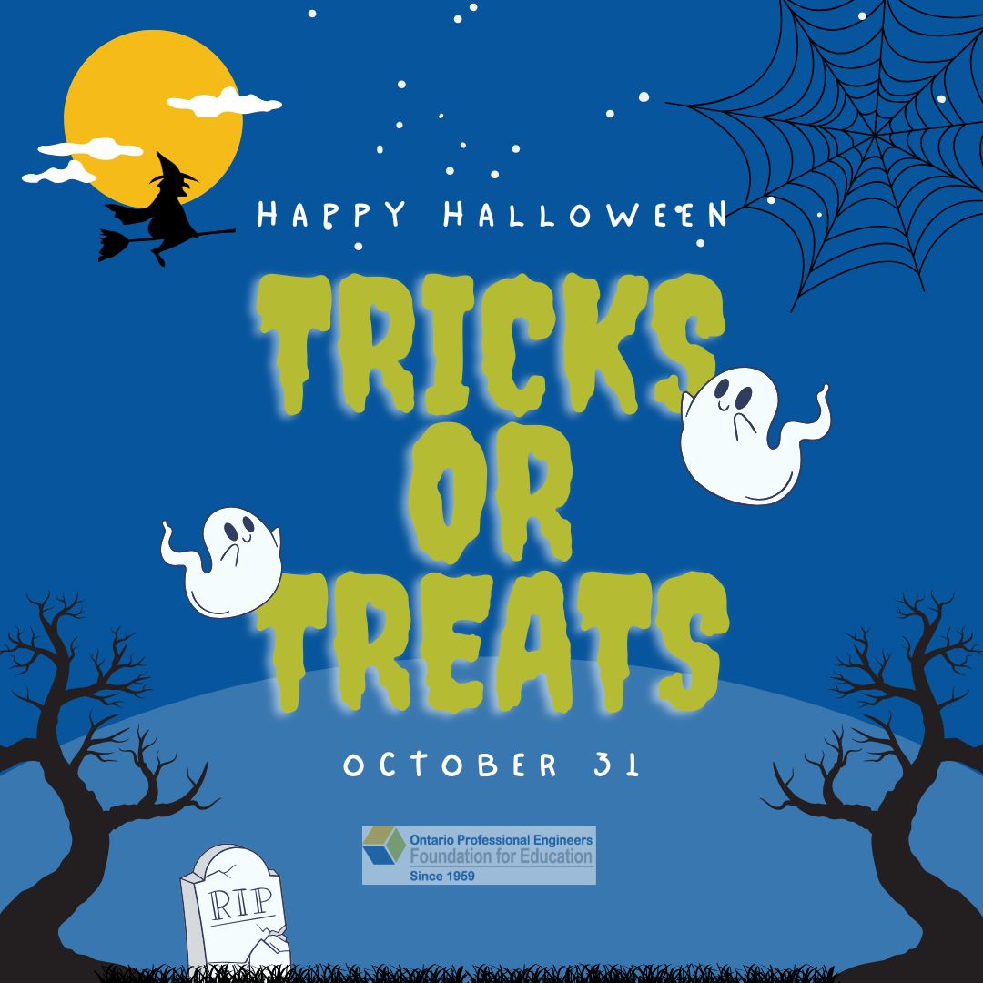 This Halloween, don't just carve pumpkins - carve a brighter future! Skip the tricks and provide treats 🍬 for Ontario's future engineers! 

Support future innovators by donating today: engineersfoundation.ca/donate/. 

Every dollar makes a spooktacular difference!👻