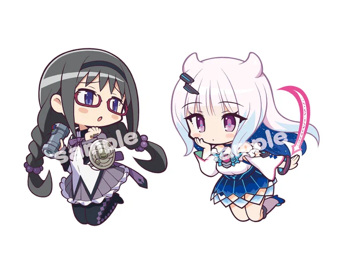 プリレコ15頒布グッズ紹介～その2～ 新作アクリルキーホルダー いつか出そうと思って出してなかった「眼鏡ほむら」と、まどドラでも少し前に実装された「万年桜のウワサ(桜子)」です! #プリレコ15