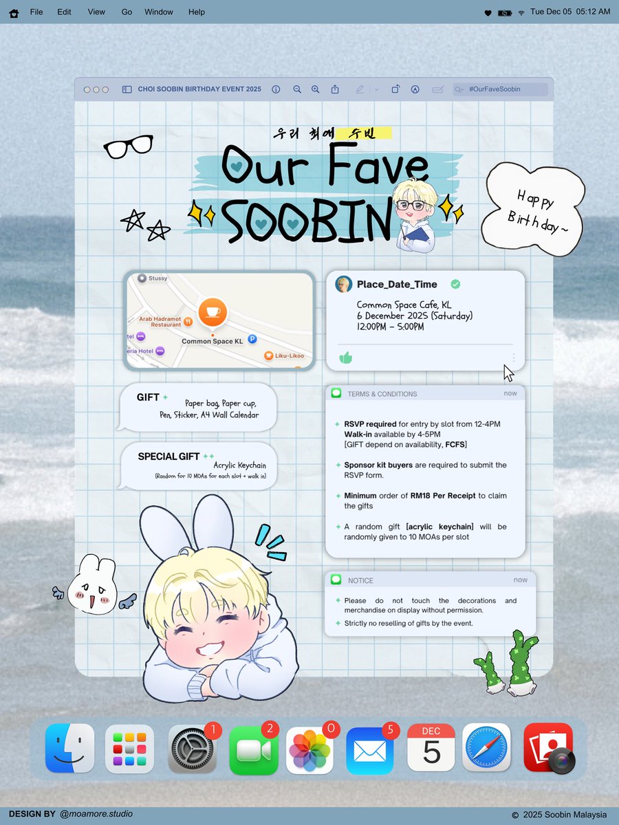 생축~ 생축~ 사랑하는 최수빈~ 생축 🥳

— 𝟤𝟢𝟤𝟧 𝘛𝘟𝘛 𝘚𝘖𝘖𝘉𝘐𝘕 𝘉𝘐𝘙𝘛𝘏𝘋𝘈𝘠 𝘌𝘝𝘌𝘕𝘛

💌 Dear MOAs! You are invited to,

⋆˙⟡♡ ˗ˏˋ𝐎𝐔𝐑 𝐅𝐀𝐕𝐄 𝐒𝐎𝐎𝐁𝐈𝐍 ˎˊ˗ ♡⟡˙⋆

🗓️ Saturday, 6 December 2025
⏰ 12 PM - 5 PM (RSVP &amp; Walk-In)
📍 Common Space, KL
📝 RSVP form