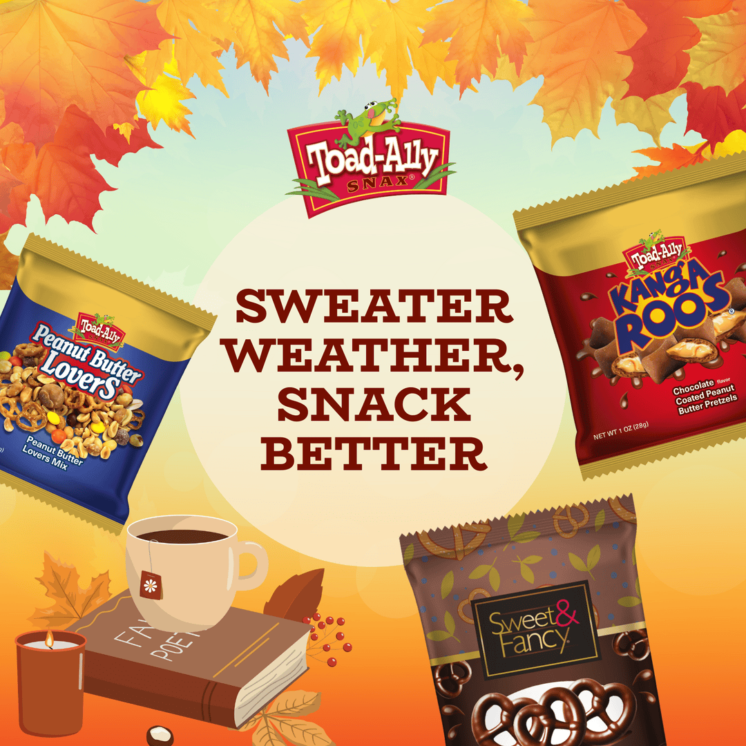 ToadallySnax's tweet image. Pull on the layers, pour something warm, and keep the snacks close. 

Fall is all about comfort, and nothing says cozy quite like Toad-ally Snax by your side.

Shop now: toadallysnax.com

#toadallysnax #snacktime #halloween #trickortreat